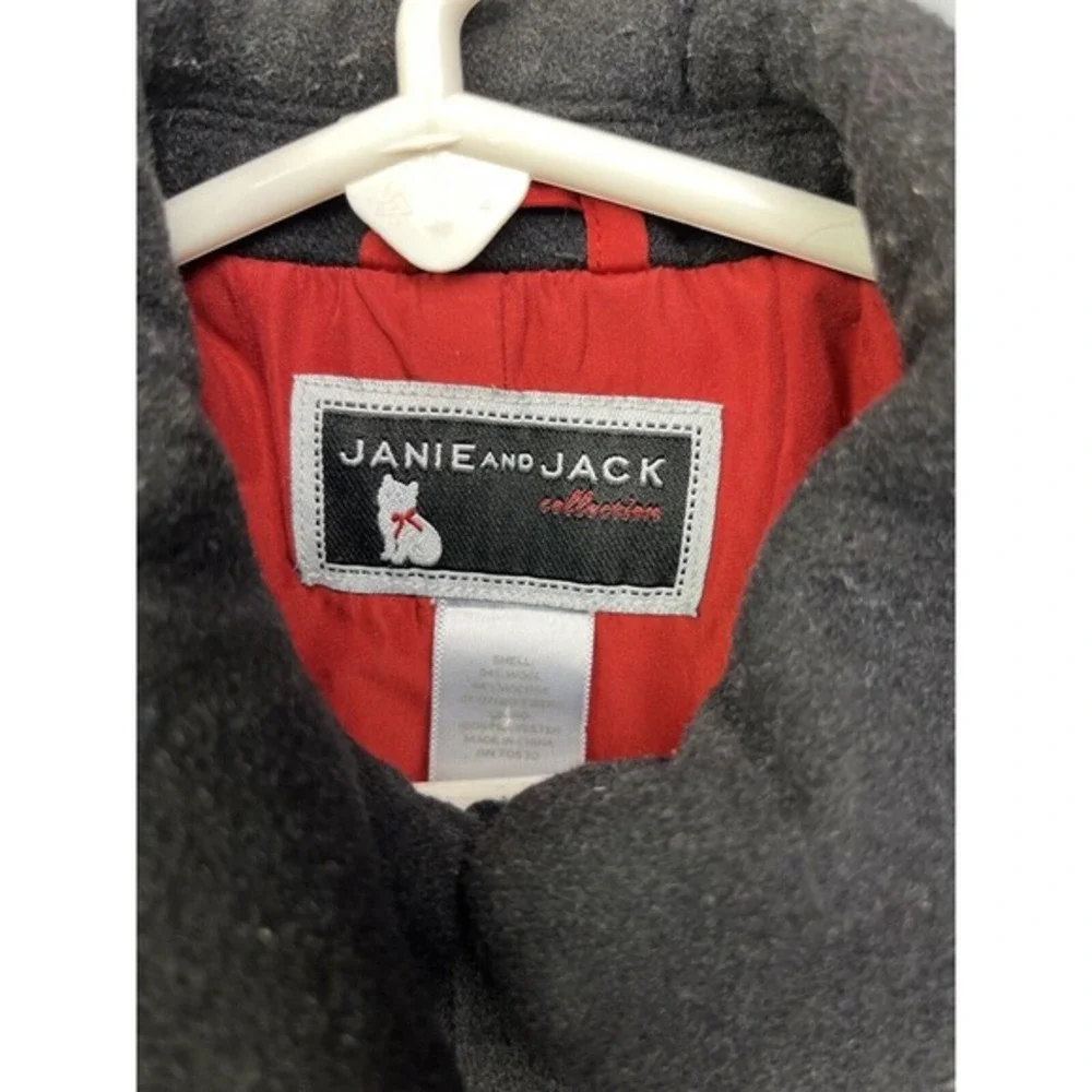 Janie and Jack Girls Charcoal Gray‎ Wool Blend Ruffle Tiered Peacoat Size 4 5
